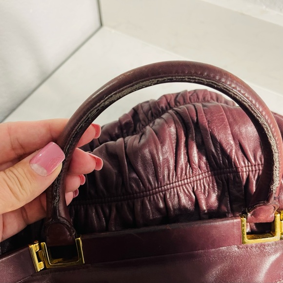 Prada Gaufre Handbag w Eggplant Napa Leather, great condition - Picture 14 of 17